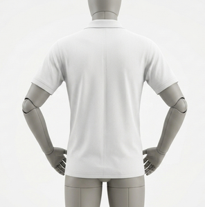 Camisa Polo Blanca para Hombre, Manga Corta, Cuello Camisero, Corte Regular, Color Sólido, Todas las Temporadas, 100% Algodón - Product Image 2