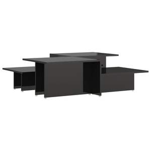 Ensemble de 2 tables basses rectangulaires en panneaux de particules noirs brillants - Product Image 2