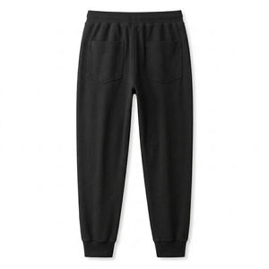 Men's <b>Black</b> Sweatpants Elastic Waist Drawstring Casual <b>Jogger</b> Pants With Side Pockets Midweight Polyester Autumn Wear - Product Image 3