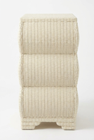 Meuble de rangement moderne rustique en rotin à 3 tiroirs, style côtier, pour salon, design tressé blanc, pour la maison