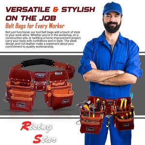 Heavy Duty <b>Leather</b> <b>Tool</b> Belt Set with Pouches for Carpenter & Electrician Construction <b>Work</b> Custom logo <b>Tool</b> bag - Product Image 5