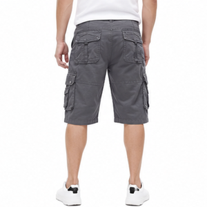 Shorts cargo pour hommes 100% coton, décontractés, pour l'été, la randonnée, taille élastique, décoration numérique vintage, couleur unie, longueur genou - Product Image 5