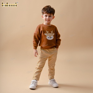 Pull en laine épaisse à imprimé animal pour bébé fille, avec broderie sur la poitrine - BC1416 Certifié OEKO-TEX Ignifuge - Product Image 6