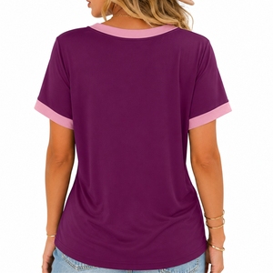 Camiseta de Manga Corta con Cuello en V para Mujer, Logotipo Personalizado, Suave, Informal, Verano, Tela Suave de Primera Calidad, Transpirable - Product Image 3