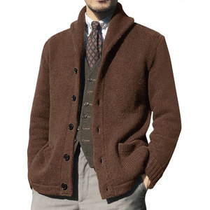 Cardigan en Laine Décontracté pour Hommes Perfectionists, Automne-Hiver, Col Roulé, Anti-Plis, Anti-Boulochage, Séchage Rapide, Respirant, Couleur Unie - Product Image 2