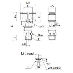 NITTA Push One E Series EY1/4-PT Pièces pneumatiques - Product Image 1
