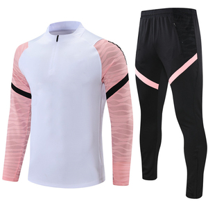 Men's <b>Black</b> Pink Soccer Training Suit Full Sleeve Moisture Wicking Athletic Wear Stand Collar Zipper Elastic Waist <b>Pants</b> - Product Image 4