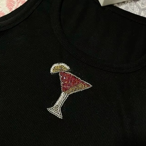 Camiseta Deportiva de Algodón Hecha a Mano con Letra H en Lentejuelas, Diseño de Estrella Bicolor Azul y Naranja, Manga Corta - Product Image 5