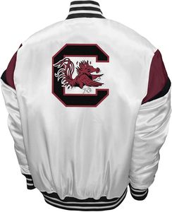 custom N C A A South Carolina Gamecocks Apparel - <b>Men's</b> College Lightweight <b>White</b> Satin Bomber Varsity <b>Jackets</b> For <b>Men</b> - Product Image 3