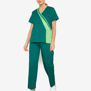 Nouvelle tenue d'infirmière tendance pour femmes, ensembles d'uniformes médicaux pour le personnel hospitalier, blouses d'infirmière bordeaux, hauts d'uniformes d'infirmière à col en V - Product Image 1