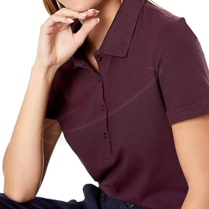 Polo pour femme, couleur unie, manches courtes, coupe classique, décontracté, 100% coton, tissu Oxford, style tissé - Product Image 4