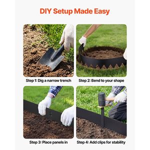 Bordatura per Giardino in Acciaio Zincato, Confezione da 6, 40 x 6 Pollici, con 6 Clip di Montaggio, Metallo Pieghevole per Paesaggistica e Terrazze - Product Image 6