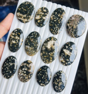 ASHU GEMS 100% Natural Ocean Jasper Cabochon Handmade Crystal Healing Polished Flat Back Mixed Size Shape Jewelry Cab Third - Product Image 4