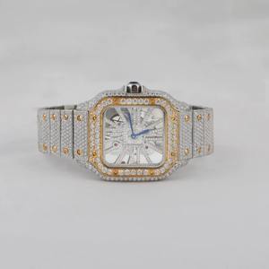 Montre de luxe entièrement sertie de diamants en acier inoxydable pour hommes et femmes, cadran diamanté, style hip-hop, mouvement à quartz, marque Seiko, importée d'Inde - Product Image 1