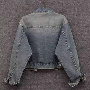 <b>Custom</b> Logo <b>Denim</b> <b>Jacket</b> for Men Double-Breasted Streetwear Casual Riding Coat with Knitted Closure for Spring - Product Image 2