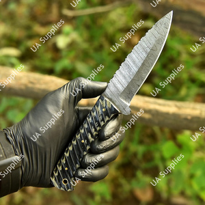 Couteau de chasse et de camping à lame fixe en acier Damas, pointe tombante, qualité industrielle supérieure, support OEM/ODM en gros - Product Image 3