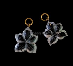 Crystal Quartz Flower Carved Gemstone Pendant 20mm Gold Plated 925 Sterling <b>Silver</b> <b>Charm</b> Natural Stone Pendant for Jewelry Bulk - Product Image 1
