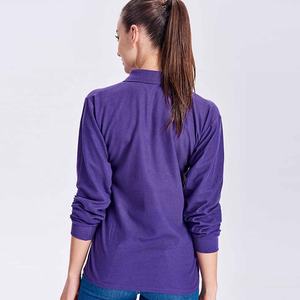 Personalizar Logo Mujeres Polos Últimos diseños de manga completa con estilo de señoras Golf Wear Polo Camisetas 100% Camisa de algodón - Product Image 2