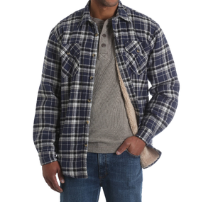 High Quality Custom OEM <b>Men's</b> Heavy Sherpa <b>Lined</b> Flannel Shirt <b>Jacket</b> - Product Image 3