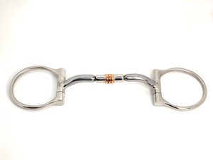 Bocado de caballo tipo snaffle de acero inoxidable con eslabón Dee occidental y rodillo de acero y cobre - 5 pulgadas - Product Image 2