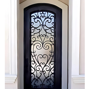 Puerta de Hierro Forjado de Lujo, Puerta de Entrada de Hierro Personalizada con Vidrio Templado, Diseño Decorativo Forjado para Villas, Hoteles y Hogares - Product Image 3