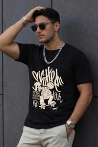 Camiseta holgada de algodón para hombre con hombros caídos, estilo retro gráfico, de manga corta, informal, streetwear, ajuste holgado, top oversize para hombre - Product Image 6