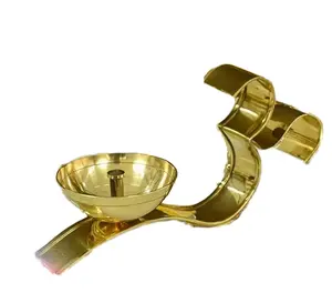 Omkar造型印度教pooja diya黄铜Diya Puja油灯-用于家庭办公室Pooja物品装饰 (金色，