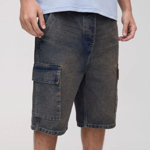 Men <b>Knee</b> <b>Length</b> <b>Denim</b> <b>Shorts</b> Cotton Casual Summer Trousers Wholesale Factory Direct Apparel Manufacturer Men Luxury Blue - Product Image 1