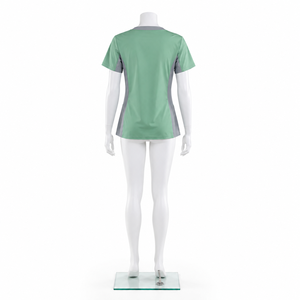 Tenues chirurgicales HZMNOI unisexes à manches courtes en denim, uniforme de travail hospitalier, blouse d'isolement en Spandex/Polyester, fabriqué en Chine - Product Image 2