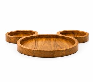 Handcrafted Wooden Serving Tray with 3 Compartments | Cartoon Mouse Shape Snack & Serving Platter - Product Image 2