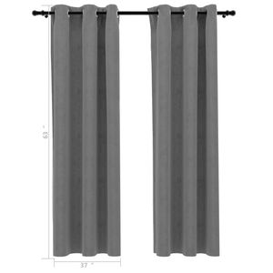 2 pezzi grigio 37 "x 63" tende oscuranti in velluto con anelli eleganti mantovane per l'arredamento della casa - Product Image 5