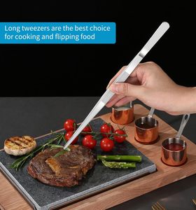 Customized Logos Wholesale Utensils Accessories Stainless Steel Extra Long <b>Tongs</b> with Metal Pointed Tip Food Tweezers - Product Image 4
