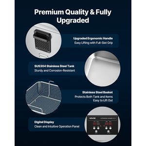Limpiador Ultrasónico Profesional de 15L con Pantalla Digital, 240W, Acero Inoxidable, Incluye Limpiador Ultrasónico - Product Image 5