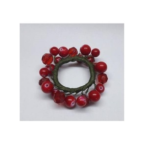 Anneaux de serviette en perles de bois rustiques avec pompon en jute, faits à la main, style moderne, écologiques, décoration de table de mariage. - Product Image 2