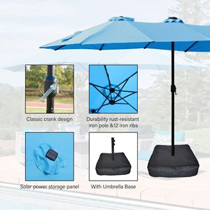 Grande Ombrellone Rettangolare Bifacciale 15x9ft con Luce e Base Blu per Mercati Esterni Doppi - Product Image 2
