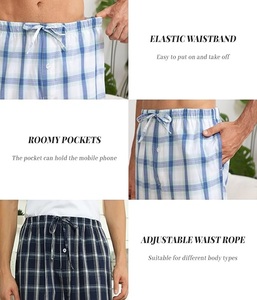 กางเกงขายาวทรงตรงพิมพ์ลายตารางสำหรับผู้ชาย เอวยางยืดคุณภาพสูง พร้อมเชือกผูก ปรับได้ สวมใส่สบาย น้ำหนักเบา ทรงคลาสสิก - Product Image 3