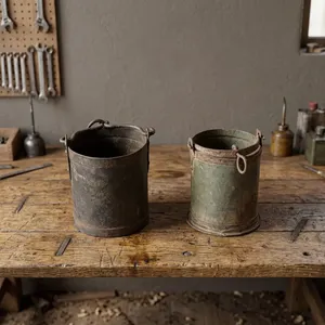 Pot de fleurs rond en fer rustique suspendu, fait main, décoratif, pour jardin de ferme ou entrée - Product Image 4
