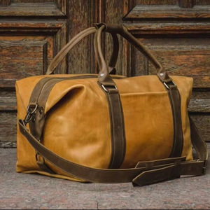 Sac de voyage week-end vintage en cuir véritable unisexe grande capacité avec compartiment technique portable et léger LDB-0323 - Product Image 1