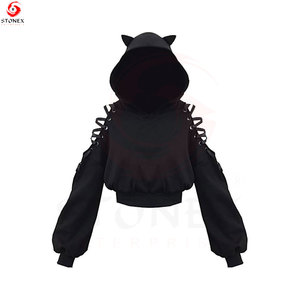 Sudadera Corta con Capucha para Mujer, de Algodón Suave, Forro Polar, Capucha Ajustable, Secado Rápido, Transpirable, para Uso Casual, Invierno y Gimnasio - Product Image 5