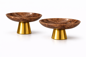 Elegant <b>White</b> Resin Decorative Bowls with Gold Base for Home Decor <b>Dining</b> <b>Table</b> Centerpiece Luxury Resin Bowls Set - Product Image 4