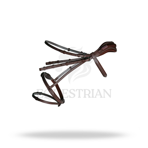 Bridon d'équitation anglais de taille complète avec nezier anatomique français et surpiqûres décoratives pour le confort du cheval - Product Image 4