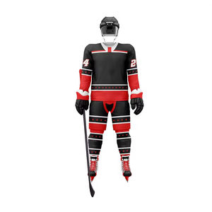 Nouveaux ensembles de tenues de hockey sur glace, style uniforme, fabriqués en tissu polyester respirant et absorbant l'humidité, couleur personnalisable disponible à la vente - Product Image 1