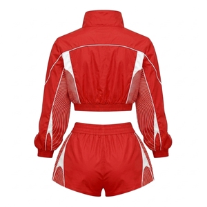 Conjunto de Chaqueta Cortavientos y Pantalones Cortos Multicolor para Mujer, Manga Larga, Tejido de Poliéster, Logotipo Personalizado, Ropa Deportiva Transpirable - Product Image 6