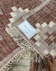 Tapis Dhurrie Kilim en jute 100% naturel fait à la main, tissage plat, dos réversible, motif géométrique, usage domestique, bureau, commercial - Product Image 2