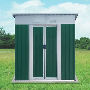 Mini Capanno da Giardino 5x3 Piedi con Tetto a Falda, Colore Verde, Telaio in Lega di Alluminio, Porta Scorrevole - Product Image 1