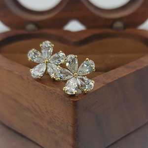 Cluster Moissanite Pear cut Flower <b>Stud</b> Earrings 925 <b>Silver</b> Fine Jewelry Engagement for Women's Charm Gift Partners - Product Image 1