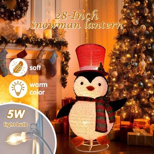 Décorations de Noël d'extérieur lumineuses LED en forme de pingouin de 28 pouces, décorations de jardin gonflables pré-éclairées avec chapeau haut de forme pour les fêtes - Product Image 4