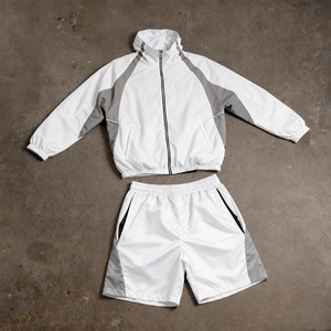 Custom <b>Patchwork</b> Windproof Leisure Summer Short Set Unisex Zip up Lightweight <b>Jacket</b> Nylon Breathable Streetwear Sweat Suits - Product Image 1