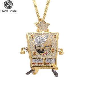 Charm_Jewells Bob Esponja Moissanita Perla de Agua Dulce Plata 925 Chapado en Oro 22K Micro Pavé Temática de Dibujos Animados Unisex Hiphop IGI - Product Image 4