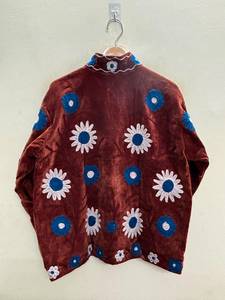 Handmade Floral Velvet Suzani Embroidered <b>Reversible</b> Jacket Boho Chic Ethnic Vintage Style Outerwear Wholesale Bohemian <b>Coat</b> - Product Image 3